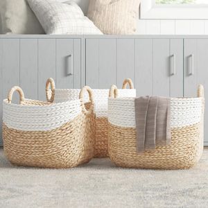Panier de rangement en jacinthe d'eau naturelle, tissé à la main, pour le linge, les jouets, les couvertures, la décoration intérieure, vente en gros, exportation - Product Image 5
