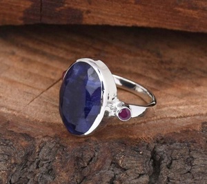 925 Sterling Silver Sapphire Ruby <b>Statement</b> <b>Ring</b> Boho Christian Fine Jewelry for Women - Product Image 3