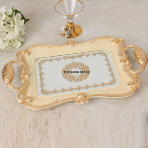 Bandejas de Servicio Metálicas Decorativas con Forma Personalizada, Suministros para Hoteles y Restaurantes, Diseño Moderno, Acabado Dorado, Borde Repujado - Product Image 3