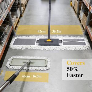 Mop Piatto Commerciale Wet/Dry da 36 Pollici, Mop Industriale Regolabile da 60 Pollici per Polvere Pesante, 3 Tamponi in Microfibra per Uso Commerciale - Product Image 2