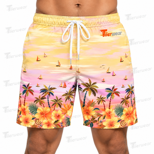 Shorts de Playa para Hombre con Estampado Tropical, Secado Rápido, Cordón Ajustable, Traje de Baño Casual de Verano, Cintura Media, Corte Corto - Product Image 5