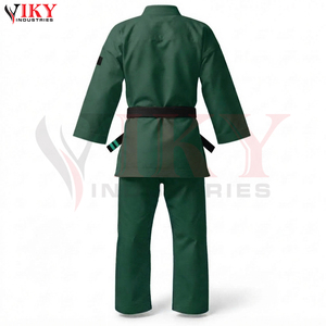 Uniforme de Karate de Lona Verde Sólido para Artes Marciales, Servicio OEM/ODM de Peso Pesado para Venta al por Mayor, Marca Privada con Personalización - Product Image 2