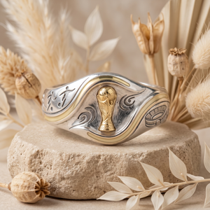 Anillo de Campeonato de Fútbol Personalizado al por Mayor de Plata de Ley 925, Joyería de Moda con Diseño Deportivo, Dorado/Plateado - Product Image 1