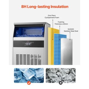 Macchina per il Ghiaccio Professionale da Cucina, Produzione 265 libbre/24H, 108 Cubetti in 15 Minuti, Grande Capacità di Stoccaggio 66 libbre - Product Image 5