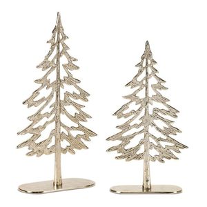 Hammered Metal Christmas <b>Tree</b> Tabletop Decor Silver Pine <b>Tree</b> Showpiece Xmas Figurine <b>With</b> Wooden Base - Product Image 3