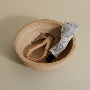 ชามหินอ่อนทราเวอร์ทีนทรงกลมทำมือสำหรับตกแต่งบ้าน มีจำหน่ายอย่างแพร่หลาย ในราคาตลาดที่น่าประทับใจ กำลังลดราคา - Product Image 1