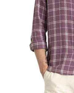Chemise en coton à carreaux mauve, violet et blanc pour homme, manches longues, boutonnée, décontractée, coupe ajustée, fabrication OEM sur mesure - Product Image 5
