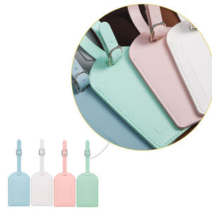 Étiquettes de bagages en cuir véritable faites à la main, porte-cartes d'identité, étiquettes de valise personnalisées avec logo couleur, taille standard, motif uni - Product Image 2