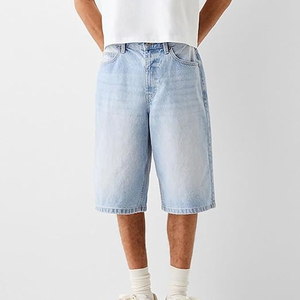Pantalones Cortos de Mezclilla Vintage para Hombre, Estilo Clásico, Corte Recto Relajado, de Algodón, para Verano, Uso Diario Informal - Product Image 2