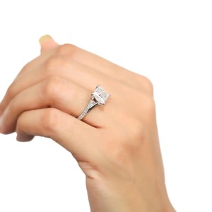 Bague demi-éternité en or massif 10K 14K 18K avec diamant de laboratoire taille princesse rond, 1,5 carat, couleur DEF, clarté VS VVS, certifié IGI, vente en gros - Product Image 5