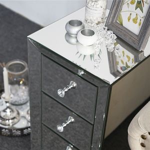 3 Drawer Silver <b>Mirrored</b> Nightstand Bedroom and Living Room End <b>Table</b> <b>Bedside</b> Dresser - Product Image 4