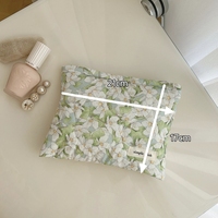 Sac de rangement portable en toile grande capacité pour rouges à lèvres, style Ins, écologique, durable, motif floral frais et doux, pour femmes, en coton, pour soins de la peau