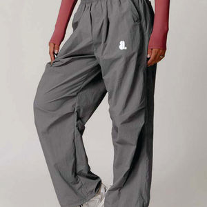 Pantalones Cargo de Punto Grises para Mujer, Cintura Alta, Cordón Elástico, Color Sólido, Corte Holgado, Casual, para Primavera, Transpirables, con Bolsillos - Product Image 3