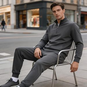 Ensemble de survêtement 2 pièces pour homme avec fermeture éclair, ensemble de jogging, tenue décontractée pour la salle de sport et les entraînements - Product Image 4