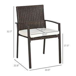 Set di Sedie da Esterno in Rattan PE Bianco Crema con Cuscini in Bambù, Schienale in Vimini per Eventi Sportivi, Appartamenti, Parchi - Product Image 3