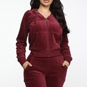 Slim Fit Woman Velvet Quilted Breathable Knitted <b>Jacket</b> New Style Winter Casual Two Piece Modern Set - Product Image 4