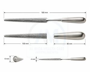 เครื่องมือผ่าตัดกระดูกแบบใช้มือ Al Mida Healthcare Orthopedic Bone File Rasp  ประเภทที่ 2 ได้รับการรับรองมาตรฐาน CE รุ่น AMHC-R-298 ISO13485 รับประกันตลอดอายุการใช้งาน - Product Image 5