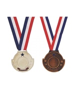 Médaille en métal personnalisable (or, argent, cuivre, cristal) pour compétition sportive, avec ruban, taille et logo personnalisables, finition polie