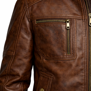 Chaqueta de Cuero Original Personalizada de Alta Calidad para Hombre, Chaqueta de Motociclista de Cuero Vacuno Genuino con Logotipo Personalizado OEM - Product Image 3