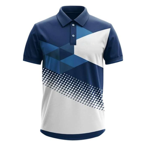 Polo de tennis pour homme à manches courtes, imprimé par sublimation, motif géométrique, respirant, coupe classique, col rabattu. - Product Image 2