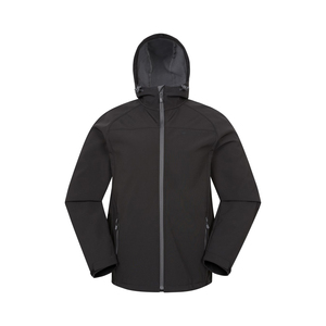 Mens Black <b>Hooded</b> <b>Fleece</b> <b>Jacket</b> Windproof Zipper Closure Casual Outdoor Wear Autumn Regular Fit Polyester Shell - Product Image 3