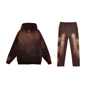 Conjunto Deportivo Informal de Invierno para Hombre, Corte Regular, con Capucha, Efecto Desgastado, Forro Polar Ligero, 100% Algodón, para un Estilo Urbano Diario - Product Image 3