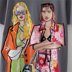 Camisetas Casuales Estampadas Personalizadas para Mujer, Transpirables, de Algodón Suave, Estilo Moderno, Impresión Digital para Colecciones de Moda y Suministro al por Mayor - Product Image 3