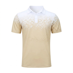 เสื้อโปโลสีครีมขาวสั่งทำขายส่ง คุณภาพสูง แห้งเร็ว คอวี แขนสั้น สกรีนลายแบบซับลิเมชั่น สำหรับแฟชั่นผู้ชาย - Product Image 1