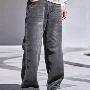 Pantalones vaqueros de lona ligeros y modernos para hombre, de corte holgado, transpirables, con efecto desgastado, venta al por mayor, logotipo personalizado - Product Image 4