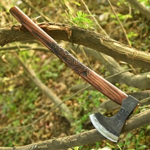 Hacha Vikinga Hecha a Mano, Hacha con Mango de Madera de Palisandro, Acero 52100, para Bushcraft y Camping - Product Image 1
