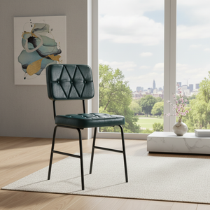 Luxury Dining Chair with Tufted Backrest and Seat Metal Frame Accent Chair for Home Restaurant Cafe Hotel Furniture - Product Image 2