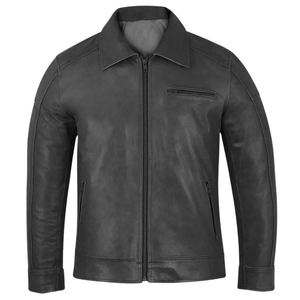 Blouson de moto vintage en cuir de vachette véritable ciré, avec détails brodés, nouveau design, fabrication artisanale haut de gamme - Product Image 6