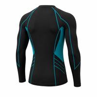 T-shirt de sport pour homme à manches longues noir avec accents turquoise, anti-UV, écologique, séchage rapide, en polyester, pour fitness adulte – Meilleure vente