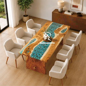 Midcentury Modern Wood <b>Dining</b> Set 6 Piece Solid Back Chairs Durable Home Furniture - Product Image 2