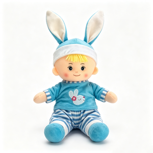 customized Blue bunny baby rag doll plush <b>toy</b>,toddler <b>soft</b> comfort doll, plush baby doll with bunny ear hat,<b>stuffed</b> bedtime doll - Product Image 6