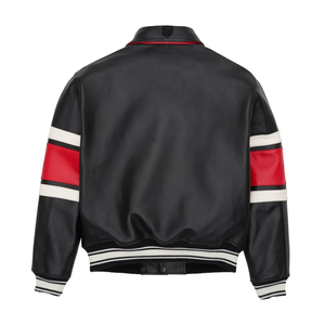 เสื้อแจ็คเก็ต Letterman Varsity สำหรับผู้ชาย หนัง PU สไตล์บอมเบอร์ วินเทจ ลายปักโลโก้ เสื้อคลุมฤดูหนาว - Product Image 2