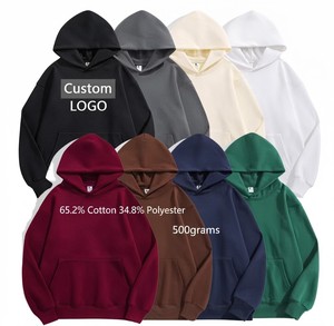 เสื้อฮู้ดผู้ชายปักโลโก้ตามสั่ง ผ้าคอตตอนผสมโพลีเอสเตอร์ หนัก 500 กรัม ผ้าฟลีซ สีพื้น สวมใส่สบาย ทรงปกติ เหมาะสำหรับใส่ในฤดูใบไม้ร่วง - Product Image 1
