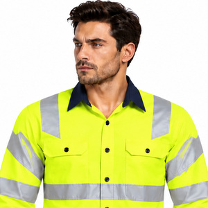 EAZWEARS high vis <b>work</b> <b>shirts</b> <b>for</b> <b>men</b> contractor industrial visibility jobsite OEM manufacturer workwear reflective construction - Product Image 5