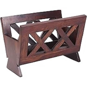 Porte-revues en bois massif artisanal, organiseur de journaux et de livres autoportant écologique pour le rangement à la maison, au bureau ou dans le salon - Product Image 3