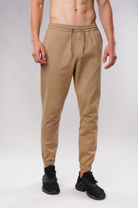 Pantalones Jogger de Punto con Detalle de Costura Overlock para Hombre, Duraderos, de Algodón Pesado, Estilo Loungewear, con Abertura de Pierna Acanalada - Product Image 2