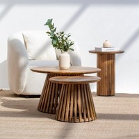 Table basse ronde en bois Vandana Zenova Orion pour les intérieurs de salon modernes