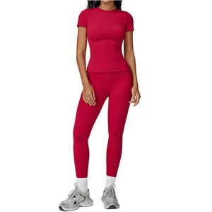 Ribbed Seamless Yoga Set Women Fitness Gym Wear High Waist Leggings Sports Bra - Product Image 1