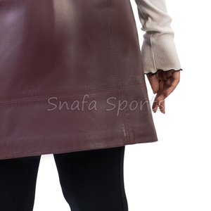 Cool Stylish Vintage Knee Long Skirt Women Customized Casual Wear Genuine Leather Belted Natural Waistline Simple Skirt - Product Image 6