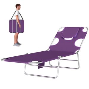Chaise longue réglable pour l'extérieur, chaise longue pour bronzer, chaise longue violette - Product Image 5