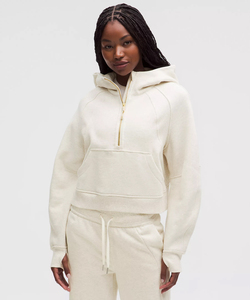 For Half Zip Hoodie Crop Length Regular Fit Fleece <b>Sweatshirt</b> with Pocket Unisex Casual Winter Wear 100% Cotton - Product Image 1