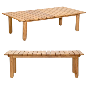 Mesa de centro moderna de madera de teca con tablero de listones, mesa central de madera para muebles de interior, precio al por mayor - Product Image 5