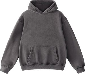 Sweat-shirt à capuche oversize vintage délavé pour homme, pull décontracté uni avec poche kangourou, 100 % coton, séchage rapide, respirant, hiver - Product Image 6