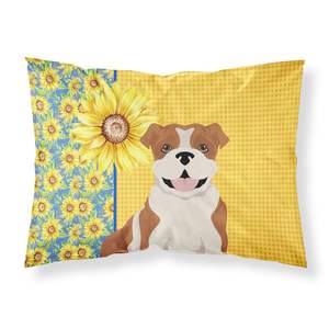 Taie d'oreiller standard Tournesols d'été Bouledogue anglais rouge Léger Super doux Facile d'entretien Décoratif Artwork Cushion Cases - Product Image 1