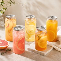 Latas de Bebidas Transparentes de PET con Tapas de Aluminio, Etiquetas con Logotipo Personalizado para Envasado de Té con Leche, Cola, Refrescos y Jugos, Venta al Por Mayor