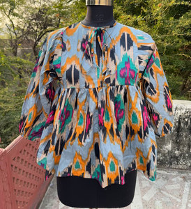 Tunique en coton imprimé pour femmes, col rond, mini-robe courte, décontractée, confortable, tenue d'été - Product Image 2